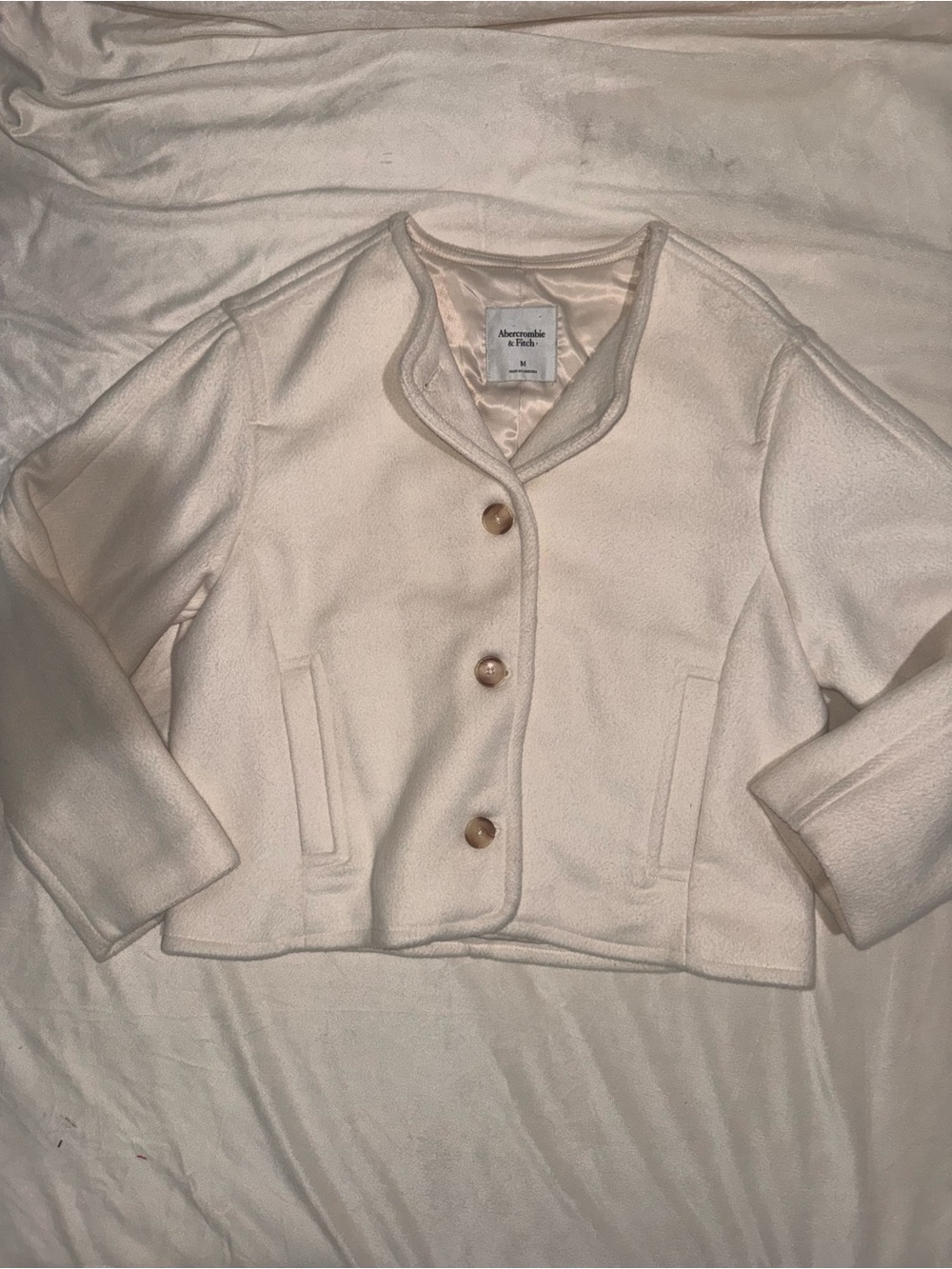 Abercrombie & Fitch Women's Cream Button-Front Blazer Jacket